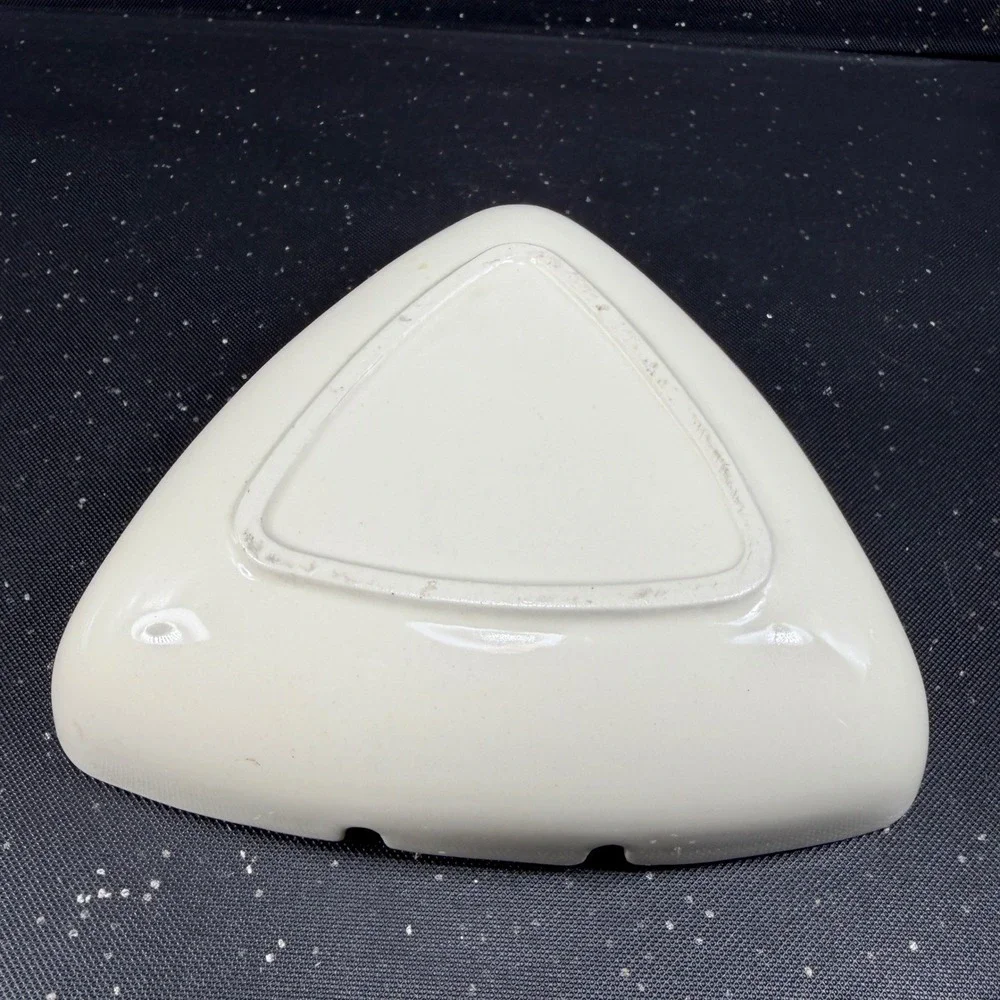 Vintage Christmas Tree Ceramic Triangular Ash tray Red Trim Holiday Decor 7in